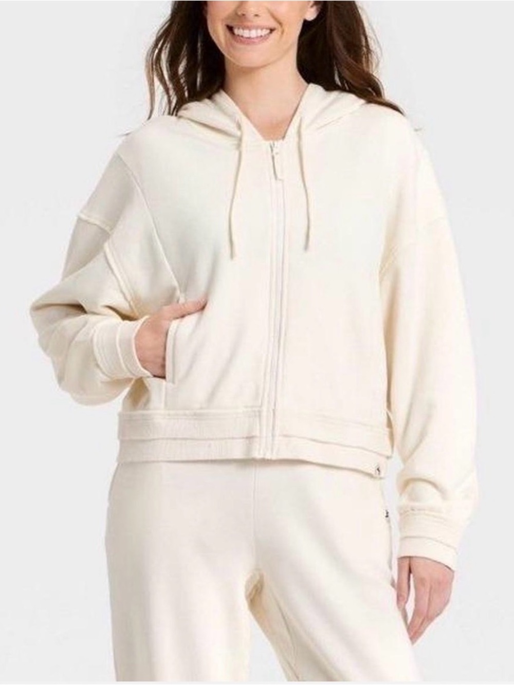 Joylab Womens’ French Terry Full Zip Hoodie Sweatshirt Jet Stream (Cream)
XL
NWT